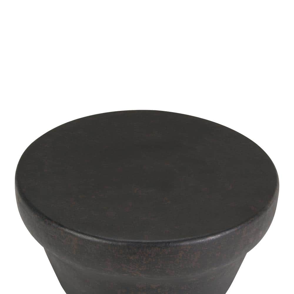 Rustic Bronze 33" Round Iron Coffee Table with Antique Finish & Storage