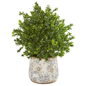 18 in. Indoor/Outdoor Sweet Grass Artificial Plant in Floral Vase