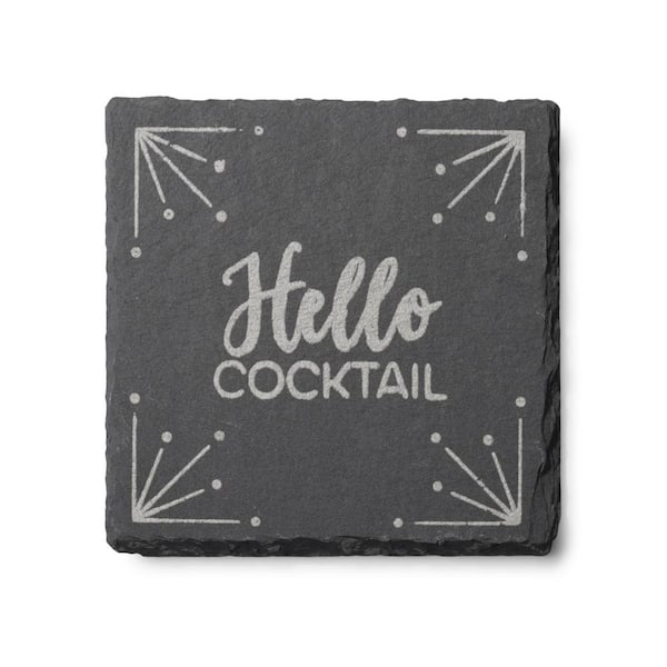 American Atelier Slate Silver Coasters Square 4 x 4 in. (Set of 4)