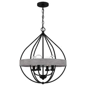 Tansy 4-Light Matte Black Pendant with Clear