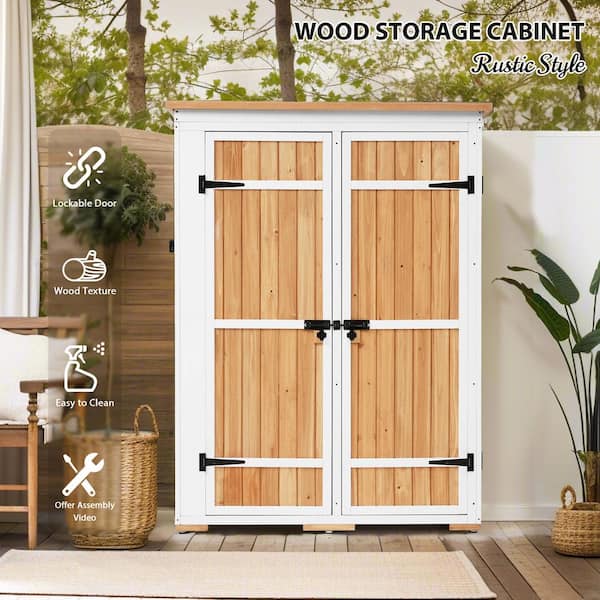 48.6 in. W x 19.6 in. D x 65.7 in. H wood Outdoor Storage