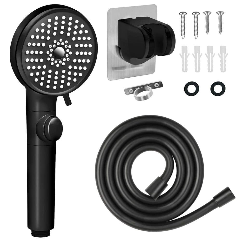 High-Pressure 5-Setting Wall-Mount Handheld Shower Head 1.8 GPM in Matte Black for Water Saving, Shower Head Holder price history on PriceWatchPro