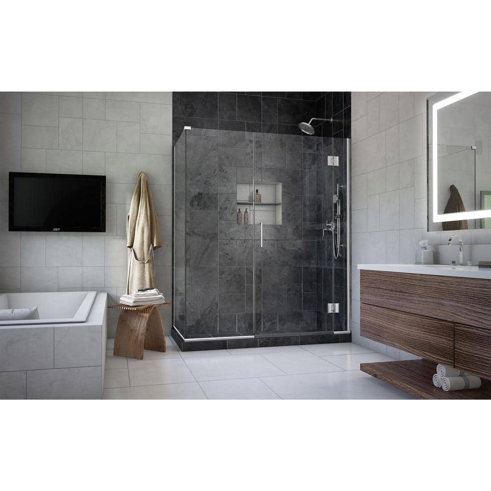 Unidoor-X 60'' Clear Glass Frameless Hinged Shower Enclosure