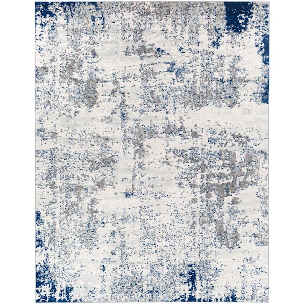 Yamikani Navy 7 ft. 10 in. x 10 ft. 3 in. Abstract Distressed Area Rug