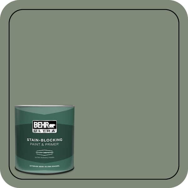 BEHR ULTRA 1 qt. #N400-5 Thai Basil Extra Durable Semi-Gloss Enamel Interior Paint & Primer