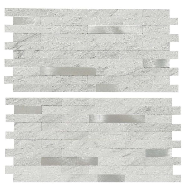 Jeedeson Marble White 11.6 in. x 5.9 in. x 0.12 in. Vinyl and Composite Peel and Stick Backsplash (20-Tile/9.46 sq. ft. /Case)