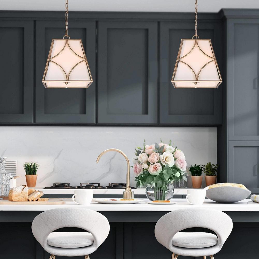 Uolfin Farmhouse Gold Pendant Light, 4-Light Modern Gold Kitchen Island ...