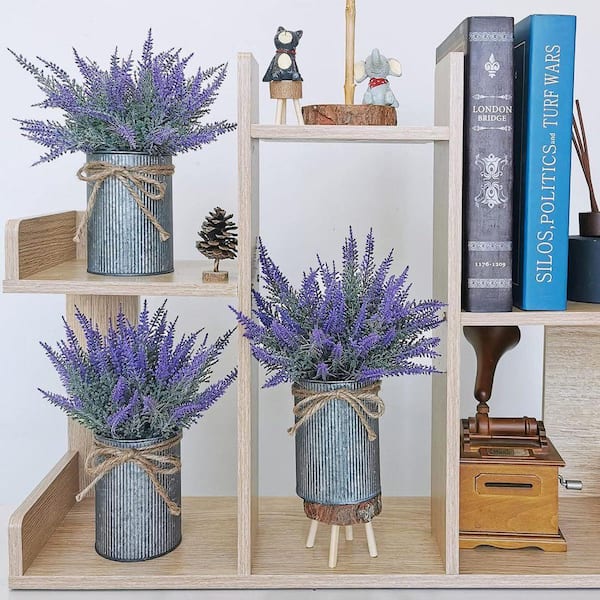 9.1 in. Purple Indoor Artificial Lavender Flower Plants in Brown Pot Set of  3 DE411X67 - The Home Depot