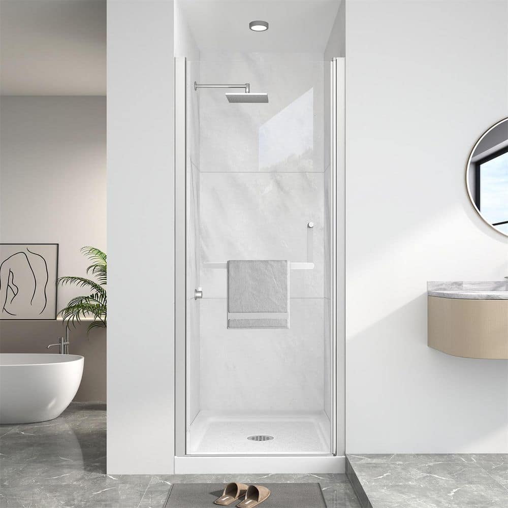 28-30 in. W x 72 in. H Pivot Frameless Shower Door in Brushed Nickel with Clear Tempered Glass price history on PriceWatchPro