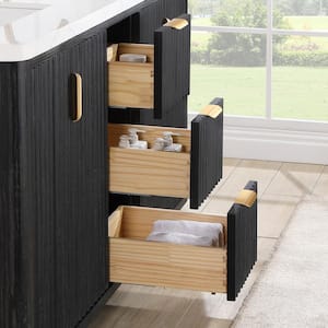 Cádiz 60 in. W x 22 in. D x 34 in. H Double Bathroom Vanity in Fir Wood Black with White Composite top and Mirror