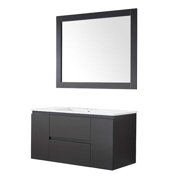 Garrido Bros. and Co. Panama PVC 40 in. W x 18.5 in. D x 19.7. in. H Vanity Set in Wengue with White Basin and Mirror (3-Piece)