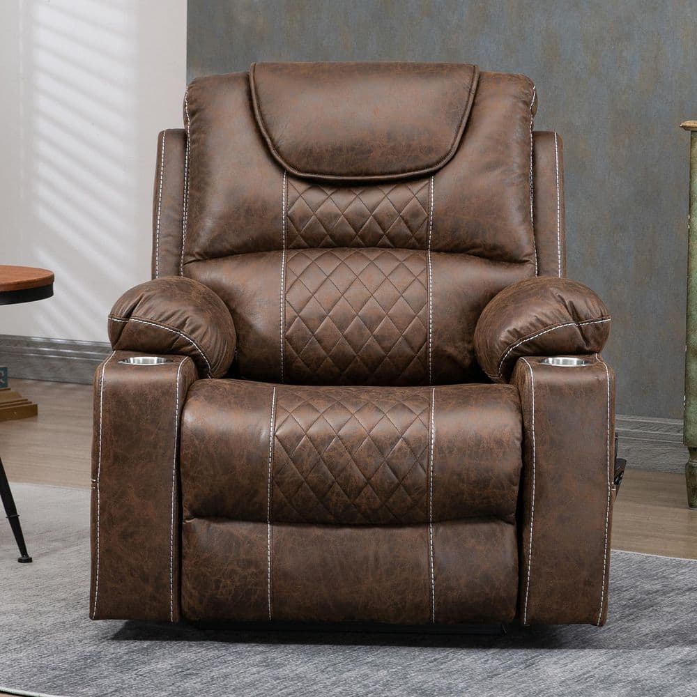 YOFE Oversized Dual Motor 180° Lying Flat Brown Breathable Leather