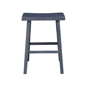 Saddle Seat Heather Gray Solid Wood Stool - 24 in.