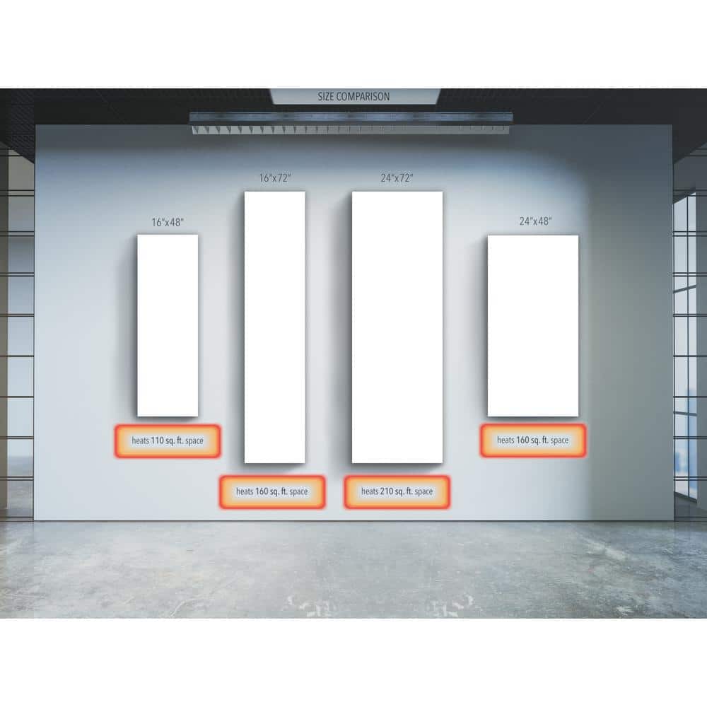 White Tempered Glass Radiant Wall Mounted Heater, 16x48