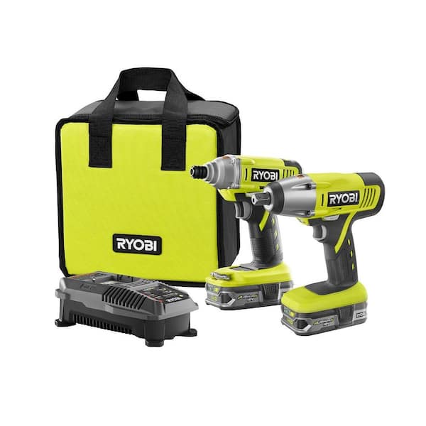 RYOBI ONE+ 18V Lithium-Ion Cordless Impact Wrench and Impact Driver Combo Kit