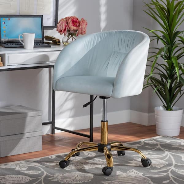 Baxton Studio Ravenna Aqua and Gold Velvet Fabric Task Chair 220