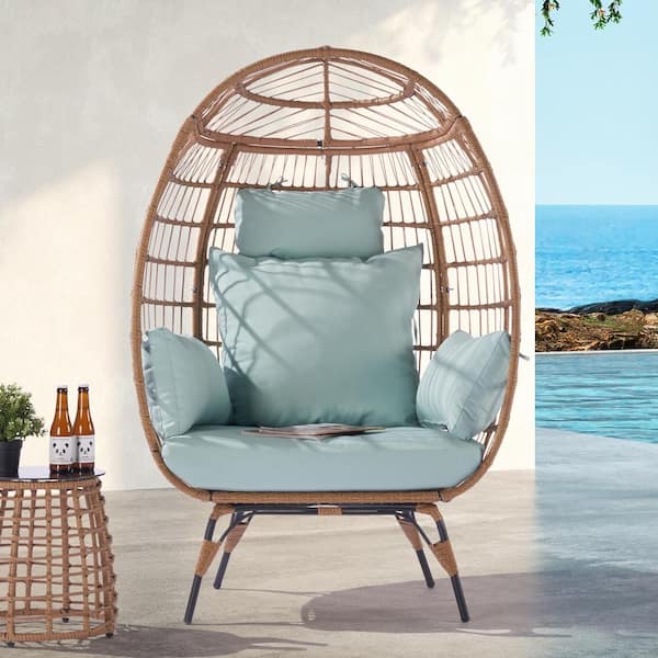 SANSTAR Wicker Egg Chair Outdoor Lounge Chair Basket Chair with Tiffany