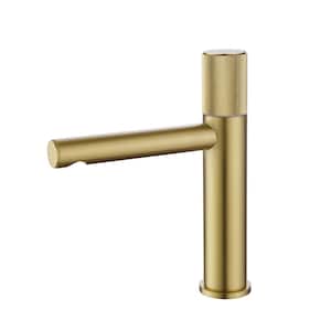 Single Handle Single Hole Bathroom Faucet Modern Brass Bathroom Sink Taps in Brushed Gold