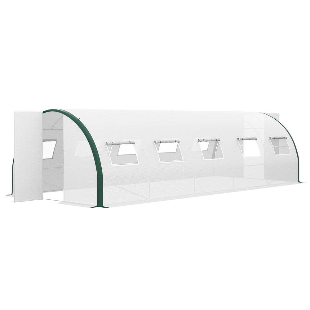  24.6 in. W x 10 in. D x 6.6 in. H Deep Walk-in White Tunnel Greenhouse