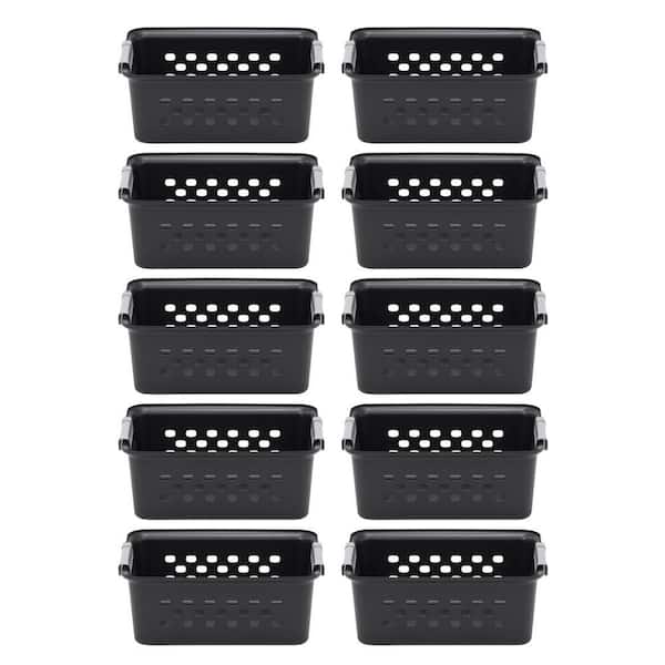 IRIS 7.24 Qt Rectangular Storage Basket in Black (10-Pack)