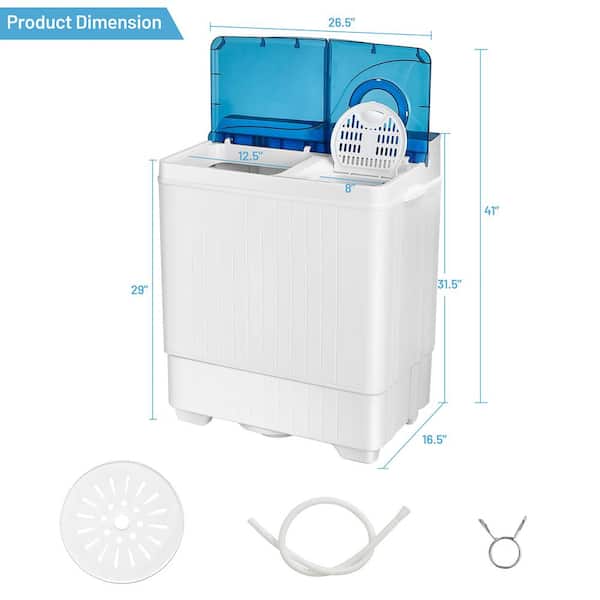 Costway 3.5 cu.ft. 26 lbs. Traditional Portable Semi-automatic Top Load  Washer in Blue with UL Certified FP10021US-BL - The Home Depot