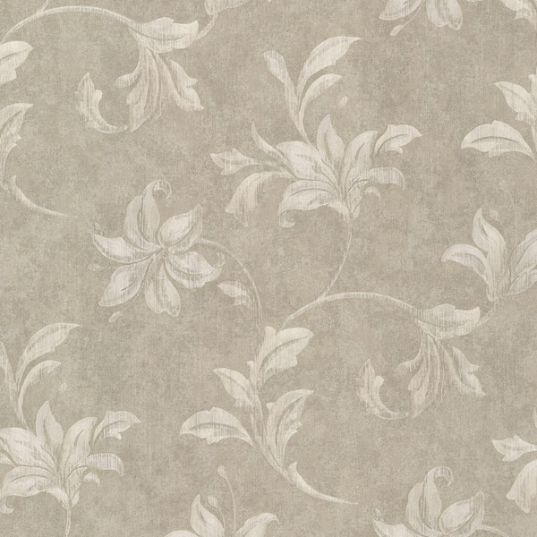 Mirage Palace Taupe Floral Scroll Wallpaper