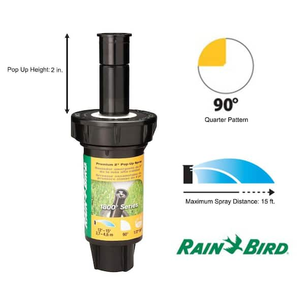 1800 Series 2 in. Pop-Up Dual Spray Sprinkler, Quarter Circle Pattern, Adjustable 8-15 ft.