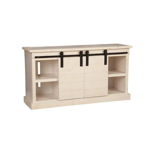 Benjara 61 in. Brown, Cream and Black Wood TV Stand Fits TVs up to 65 in. with 5 Shelves