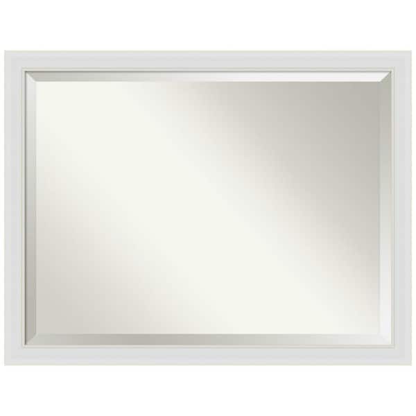 Amanti Art Flair Soft White Narrow 44 in. H x 34 in. W Framed Wall Mirror