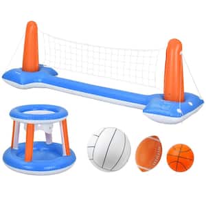 Swimming Pool Basketball and Volleyball Sets with Inflatable Volleyball Net, Kids Summer Toys, Pool Games for Family