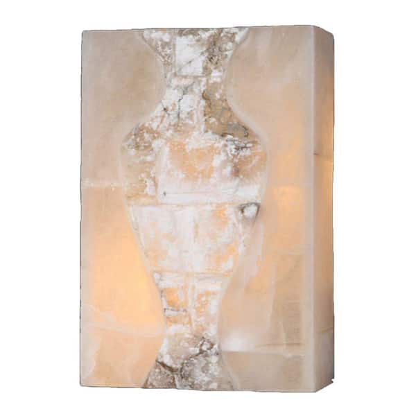 Worldwide Lighting Pompeii 1-Light Flemish Brass Sconce with Natural Quartz