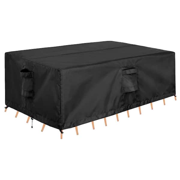 126"L x 63"W x 28"H Black Outdoor Waterproof Patio Table Furniture Set Cover