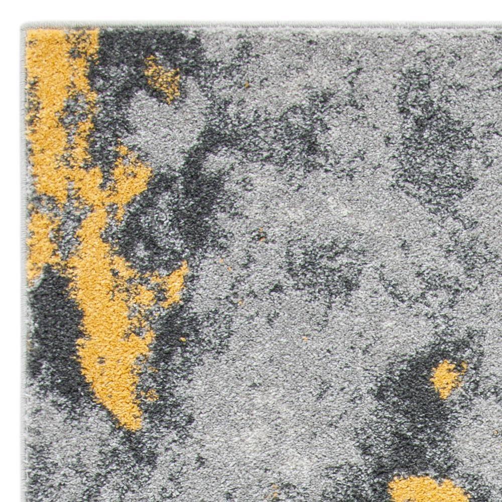 Gray and Yellow Abstract Hand-knotted Synthetic 4' x 6' Area Rug