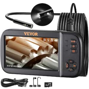 3-Lens Borescope Inspection Camera 4.5 in. Screen Endoscope Sewer Camera with Drain Snake 10-LED Light for Auto Plumbing