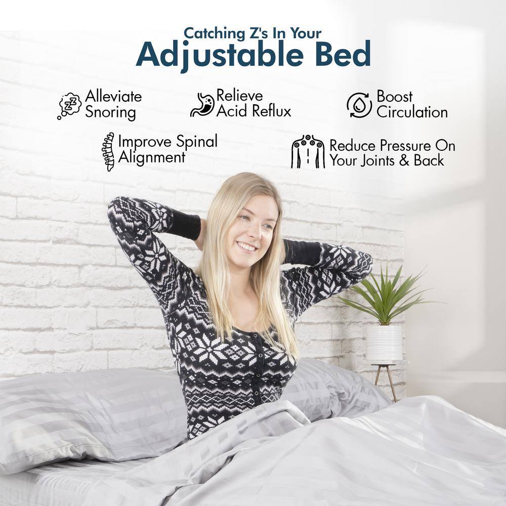 Split King Adjustable Gray Metal Frame Upholstered Bed