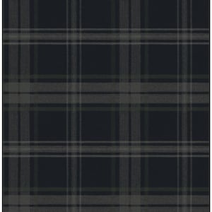 56 sq. ft. Dark Blue and Evergreen Dellabrooke Plaid Pre-Pasted Paper Wallpaper Roll