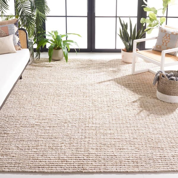 Natural Fiber 10 ft. x 14 ft. Ivory Solid Color Area Rug