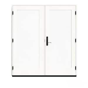 72 in. x 80 in. W-5500 White Clad Wood Left-Hand Full Lite French Patio Door w/White Paint Interior