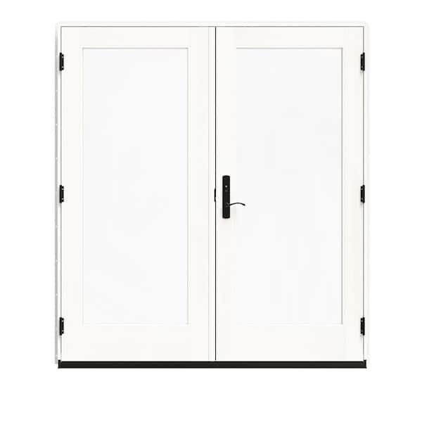 JELD-WEN 72 in. x 80 in. W-5500 White Clad Wood Left-Hand Full Lite French Patio Door w/White Paint Interior