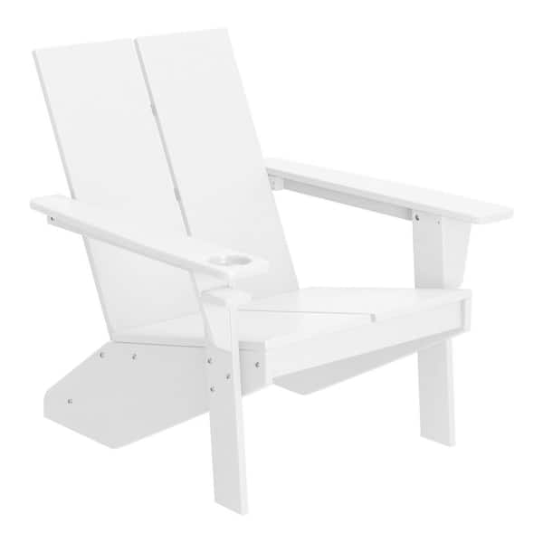 WESTIN OUTDOOR Coastin Outdoor Patio Weather Resistant Modern Poly Plastic White Adirondack Chair