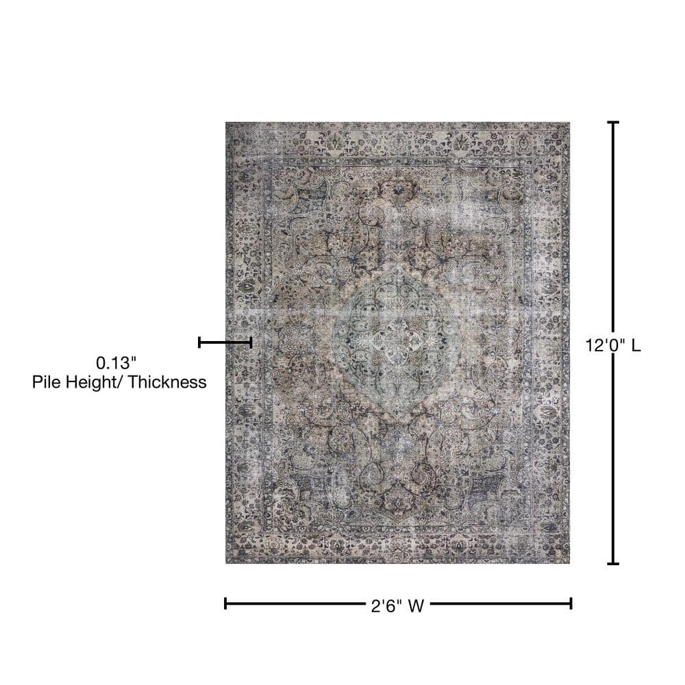 Layla Gray and Taupe Synthetic Runner Rug