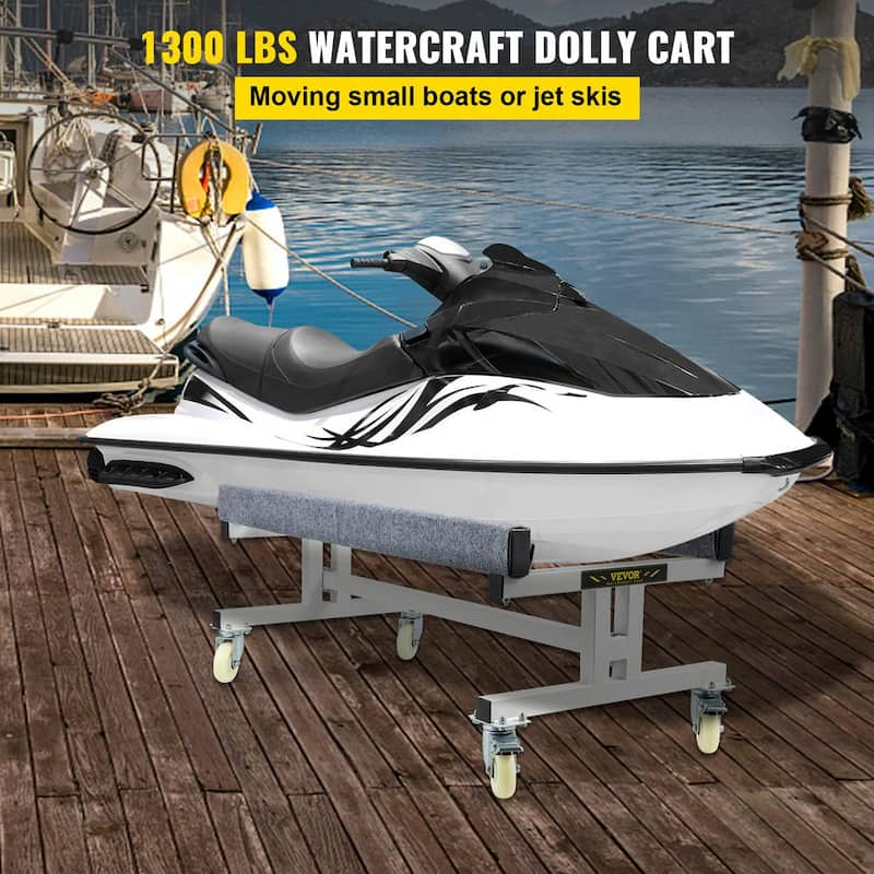 Watercraft PWC Dolly Cart 1300 Lbs. Load Jet Ski Boat Storage Trailer with Casters Brakes for Ski Fishing Boat Sailboat