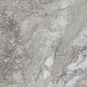Groutable White and Grey Travertine 18 in. Width x 18 in. Length Peel and Stick Vinyl Tile