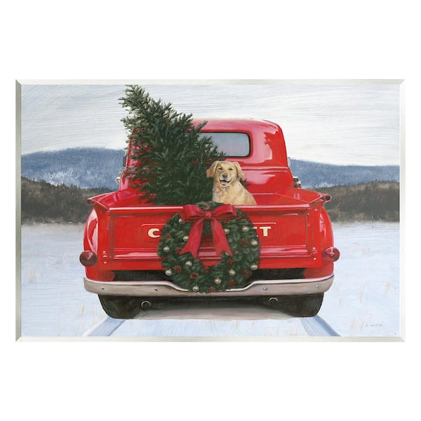 Stupell Industries Holiday Tree in Truck by James Wiens 1-Piece Unframed Graphic Print Travel Poster Art Print 15 in. x 10 in.