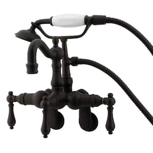 Victorian Adjustable Center 3-Handle Claw Foot Tub Faucet with Handshower in Oil Rubbed Bronze
