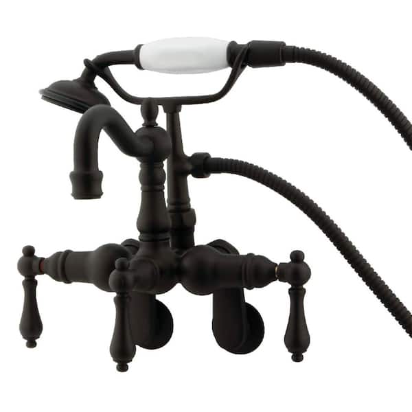 Kingston Brass Victorian Adjustable Center 3-Handle Claw Foot Tub Faucet with Handshower in Oil Rubbed Bronze