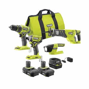 ONE+ 18V Lithium-ion Brushless Cordless 4-Tool Combo Kit with (2) 2.0 Ah Batteries, Charger, and Bag