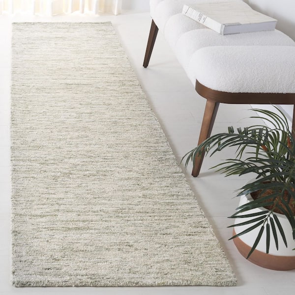 Ebony 2 ft. x 9 ft. Green/Ivory Distressed Striped Abstract Runner Rug
