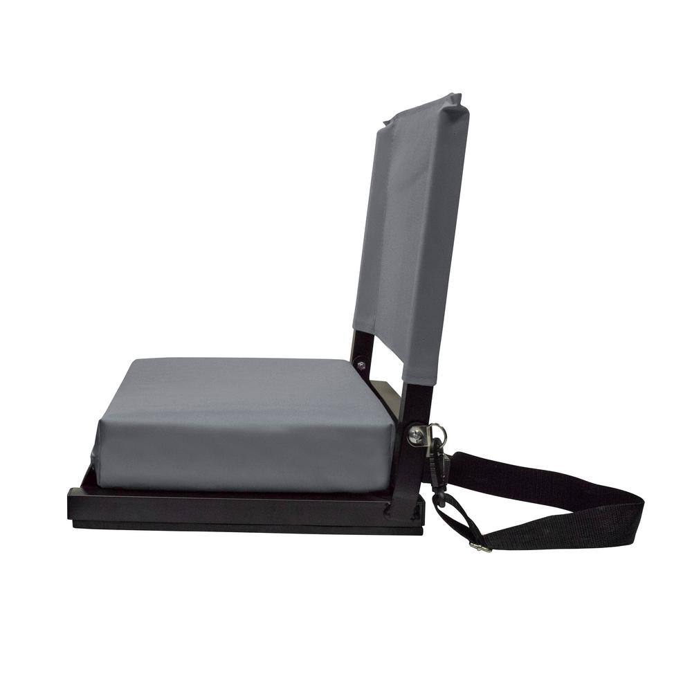 Gray Folding Stadium Seat with Cushions and Back Support