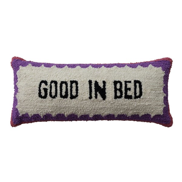 Multicolor "Good In Bed" Polyester Microfiber 28 in. x 12 in. Throw Pillow